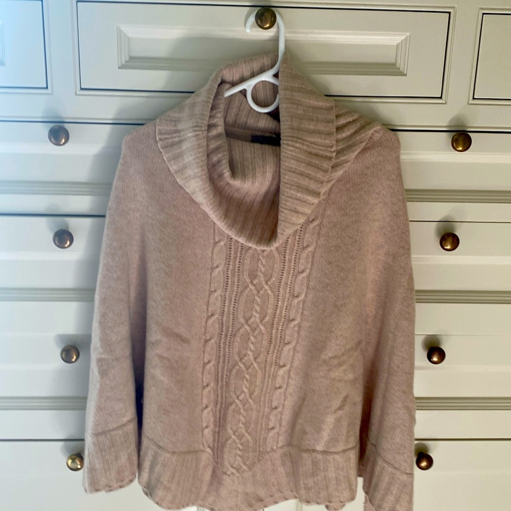 Buff cashmere poncho